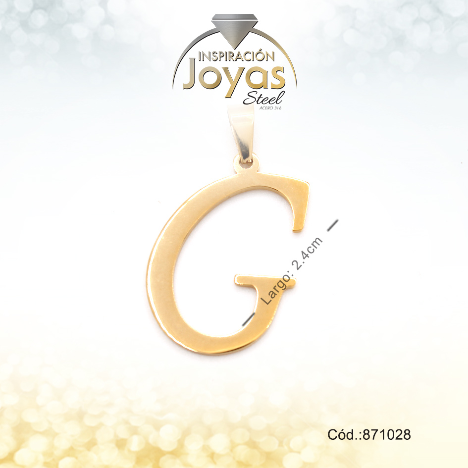 Dije - Acero - Letra G - Grande - Dorado - Liso D: 2Cm - 871028