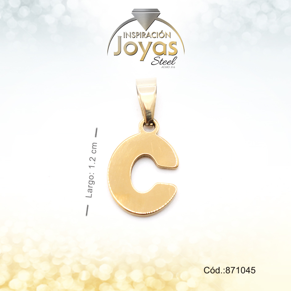 Dije - Acero - Letra C - Mediana - Dorado - Liso D: 1,2Cm - 871045