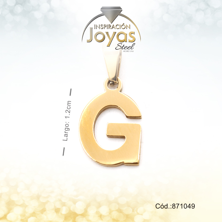 Dije - Acero - Letra G - Mediana - Dorado - Liso D: 1,2Cm - 871049