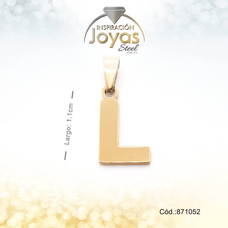 Dije - Acero - Letra L - Mediana - Dorado - Liso D: 1,1Cm - 871052