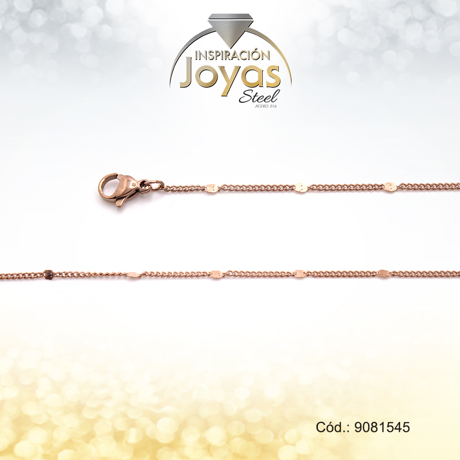 Cadena - Acero - Dama - Barbada Estampada - Rose Gold - Liso - L: 45Cm - A: Cm - 9081545