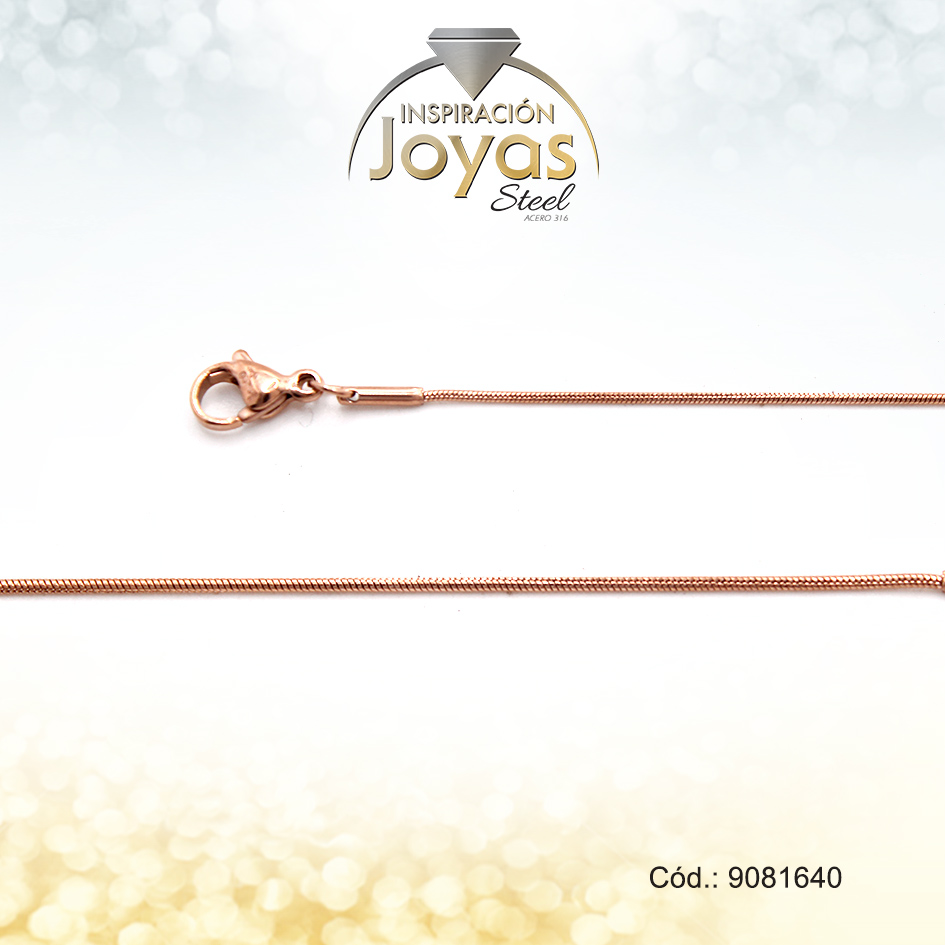 Cadena - Acero - Dama - Cola De Raton - Rose Gold - Repuje - L: 40Cm - A: Cm - 9081640