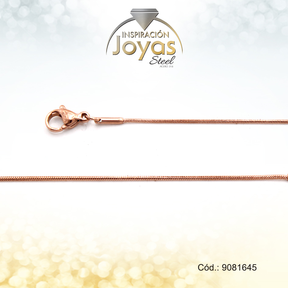 Cadena - Acero - Dama - Cola De Raton - Rose Gold - Repuje - L: 45Cm - A: Cm - 9081645